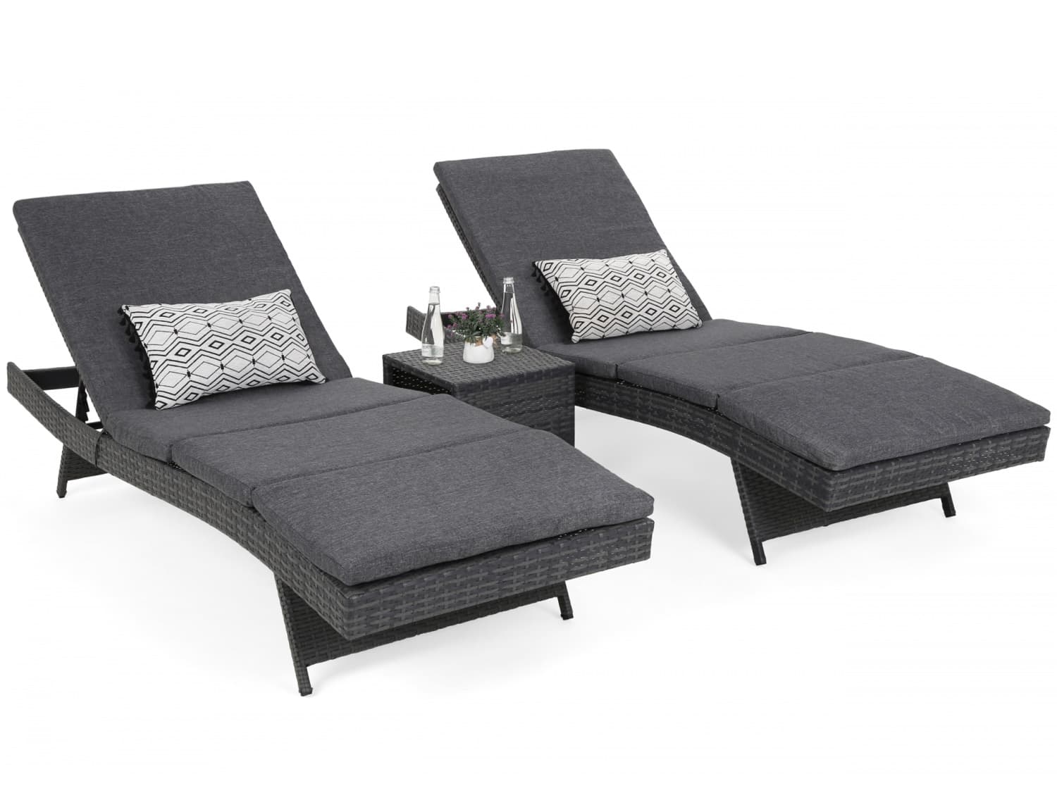Home&Garden Sestava lehátek Bora Bora Grey / Grey Melange + stolek