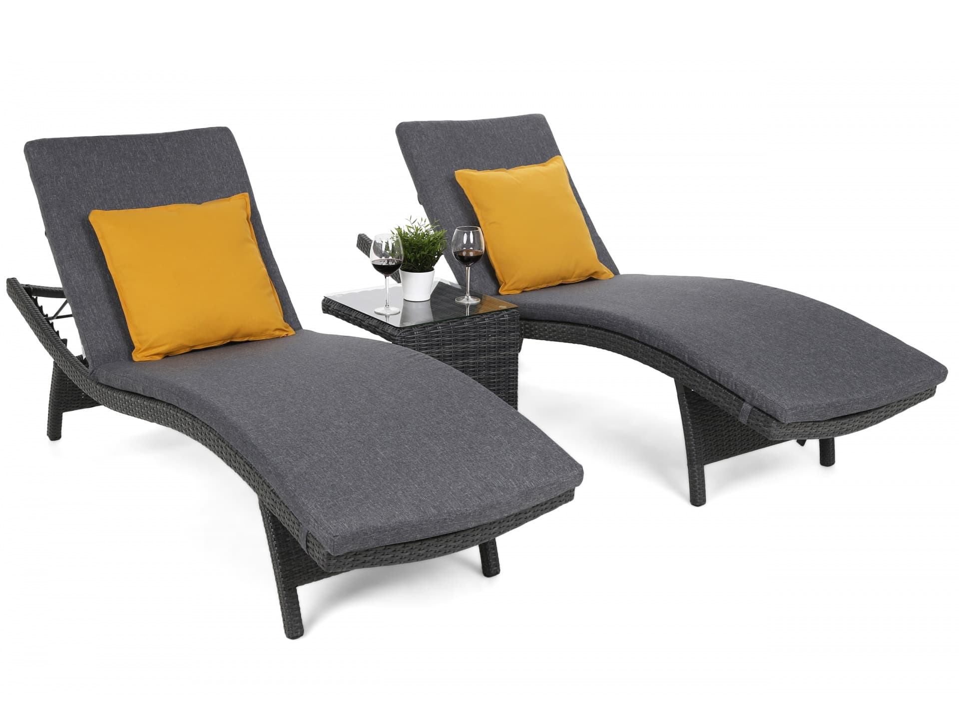 Home&Garden Sestava lehátek Marbella Grey / Grey Melange + stolek
