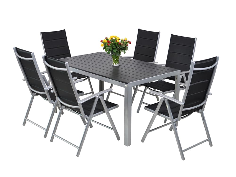 Home&Garden Zahradní sestava Ibiza Pollywood Silver / Black 6+1