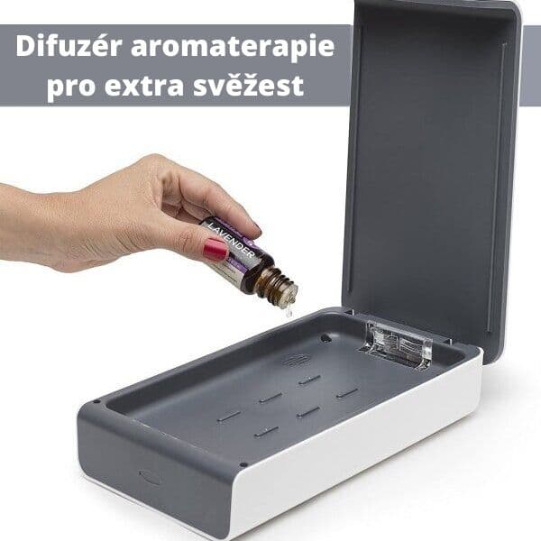 Univerzální UVC sterilizační box bílý, bezdrátové nabíjení telefonu - náhled 4