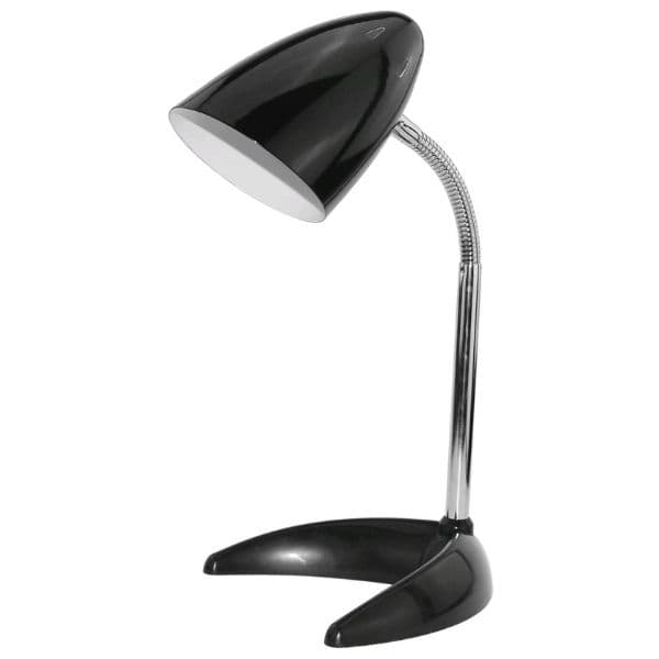 Stolní lampa na 1 žárovku E27, černá se základnou ve tvaru C