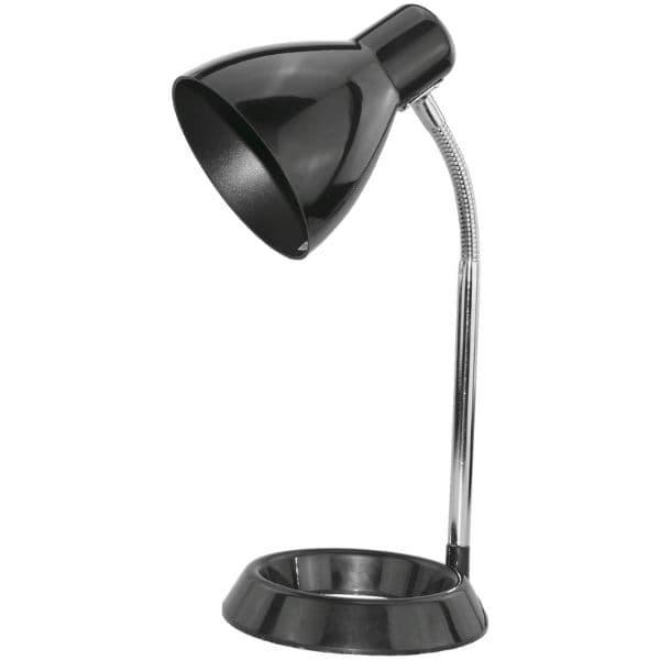 Stolní lampa na 1 žárovku E27, základna ve tvaru O, černá