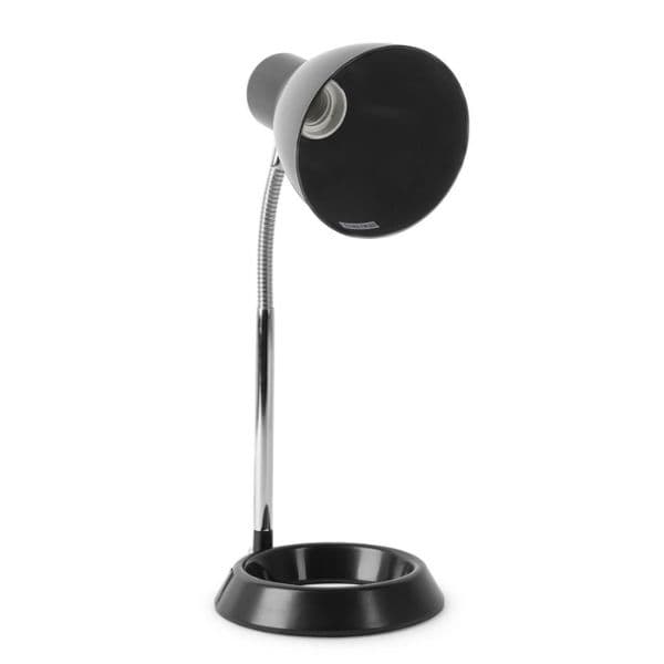 Stolní lampa na 1 žárovku E27, základna ve tvaru O, černá - náhled 3