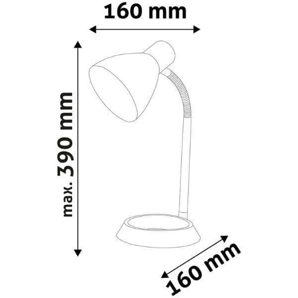 Stolní lampa na 1 žárovku E27, základna ve tvaru O, černá - náhled 2