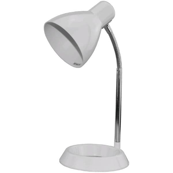 Stolní lampa na 1 žárovku E27, základna ve tvaru O, bílá