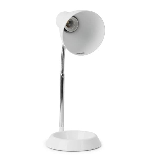 Stolní lampa na 1 žárovku E27, základna ve tvaru O, bílá - náhled 2