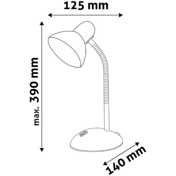 Stolní lampa na 1 žárovku E27 max 40W, bílá - náhled 5