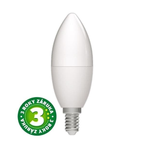 Akce 3+1: Prémiová LED žárovka svíčka E14 4,5W 470lm teplá, ekv. 40W, 3 roky