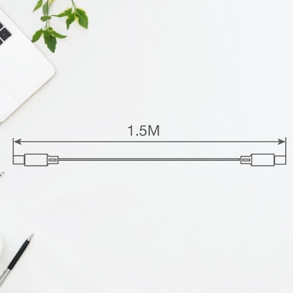 Opletený nylonový kabel USB-C na USB-C 1,5 m, 60W, 480 Mb/s, světle modrý, 3 roky záruka - náhled 4