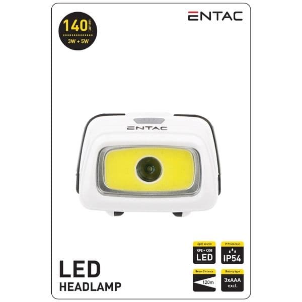 LED čelovka 5+3W 140lm IP54, bílá, na 3 baterie AAA - náhled 3
