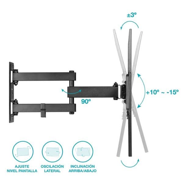 Držák na TV 32"- 55" na zeď Holmios, kloubový 90°h +10-15°v, nosnost 35kg, 10 let záruka - náhled 2