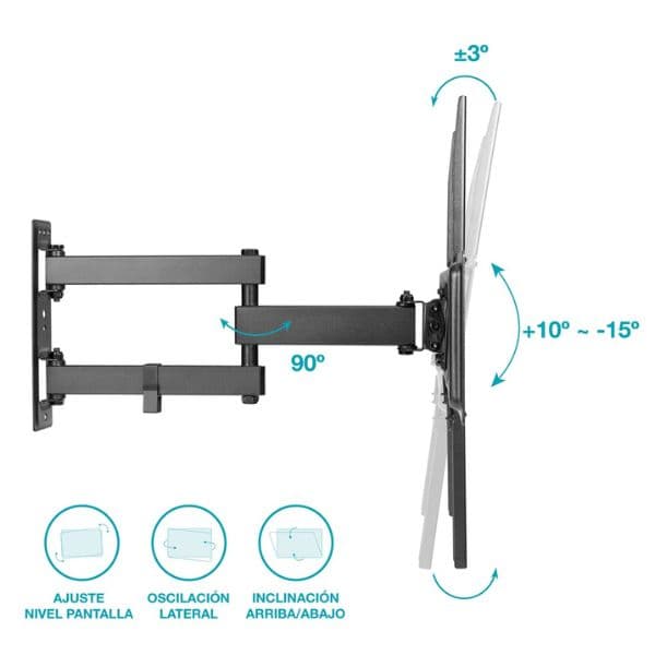 Držák na TV 32"- 70" na zeď Holmios, kloubový 90°h +10-15°v, nosnost 35kg, 10 let záruka - náhled 2
