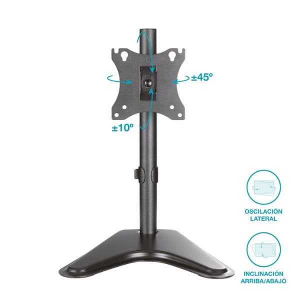 Stojan na monitor 17"- 27" na stůl Holmios, otočný 45°h +10-10°v, nosnost 7kg, 10 let zár. - náhled 2