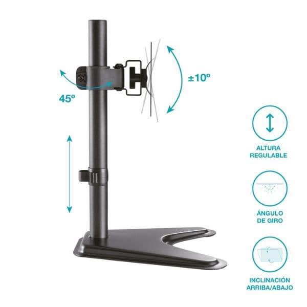 Stojan na monitor 17"- 27" na stůl Holmios, otočný 45°h +10-10°v, nosnost 7kg, 10 let zár. - náhled 3