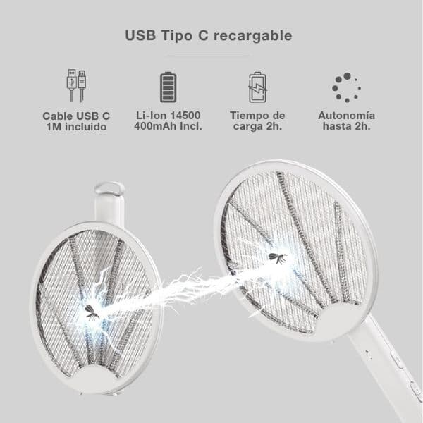 Elektrická plácačka na hmyz 2v1 Navelis s UV světlem, nabíjecí přes USB, 3 roky záruka - náhled 3