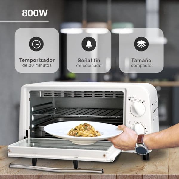 Mini elektrická retro trouba Väline Essenza 9l, 800W, bílá, volně stojící, 3 roky záruka - náhled 2