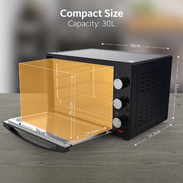 Elektrická horkovzdušná trouba Brock 30l, 1600W, černá, volně stojící - náhled 2