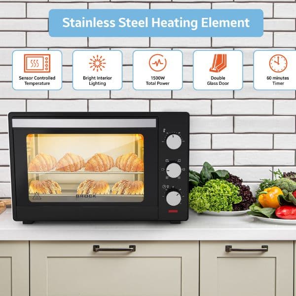 Elektrická horkovzdušná trouba Brock 30l, 1600W, černá, volně stojící - náhled 3