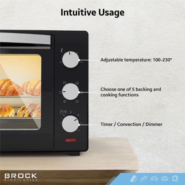 Elektrická horkovzdušná trouba Brock 30l, 1600W, černá, volně stojící - náhled 4