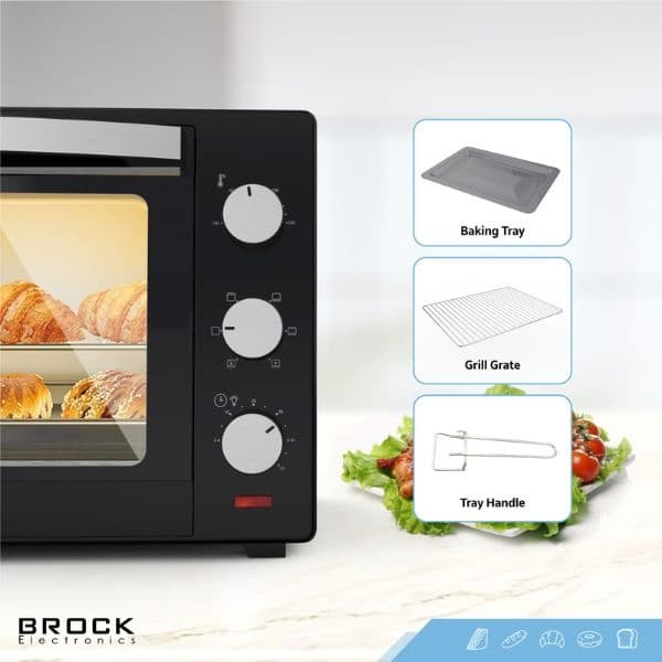Elektrická horkovzdušná trouba Brock 48l, 2000W, černá, samostatná, horní a spodní ohřev - náhled 3