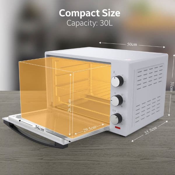 Elektrická horkovzdušná trouba Brock 30l, 1600W, bílá, volně stojící - náhled 2
