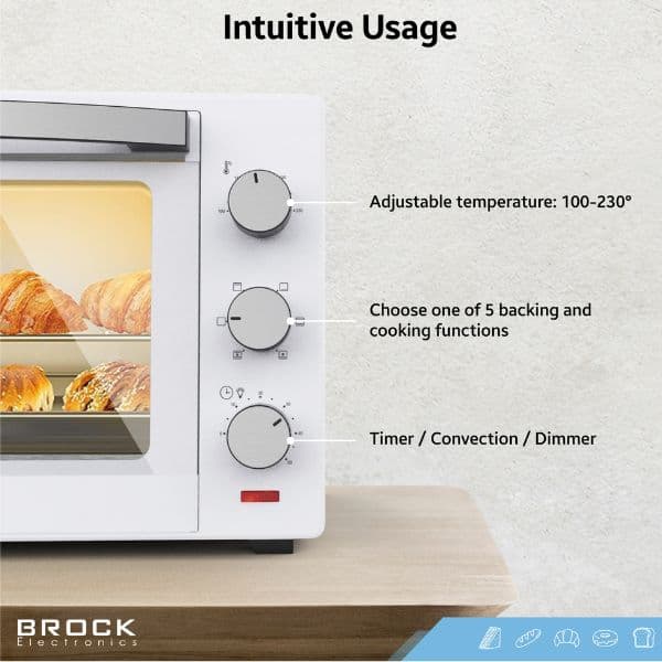 Elektrická horkovzdušná trouba Brock 30l, 1600W, bílá, volně stojící - náhled 4