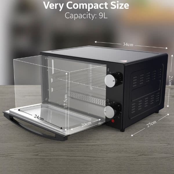 Mini elektrická trouba Brock 9l, 650W, černá, volně stojící - náhled 2