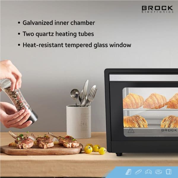 Mini elektrická trouba Brock 9l, 650W, černá, volně stojící - náhled 4