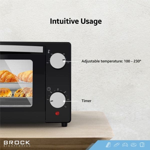 Mini elektrická trouba Brock 9l, 650W, černá, volně stojící - náhled 5