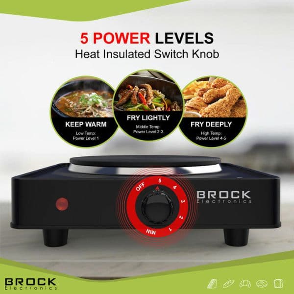 Elektrický vařič Brock, 1 plotýnka 18,5cm 1500W, černý, litinový - náhled 3