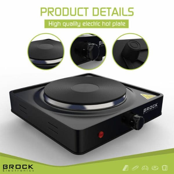 Elektrický vařič Brock, 1 plotýnka 18,5cm 1500W, černý, litinový - náhled 5