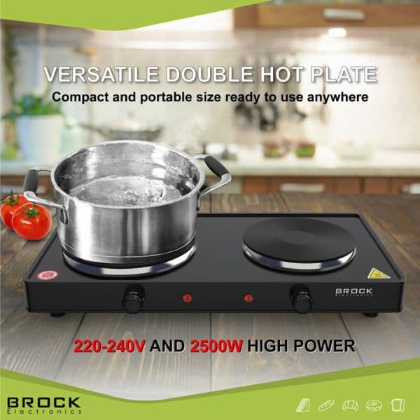 Elektrický vařič Brock, 2 plotýnky 18,5cm a 15,5cm, 1500+1000W, černý, litinový - náhled 4