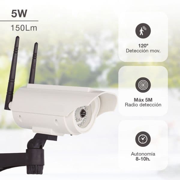 Venkovní solární světlo LED falešná kamera s čidlem pohybu 5W 150lm, dálkové ovl., 3 roky - náhled 3