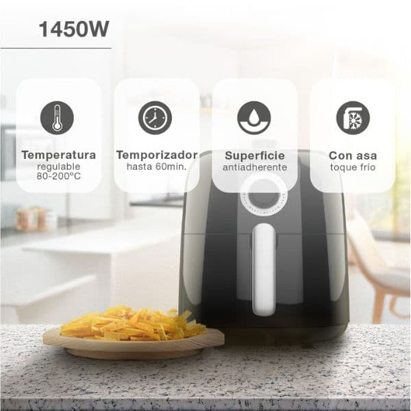 Horkovzdušná fritéza Sabiri 3,2l 1450W,nastavení teploty a času, černá, 3 roky záruka - náhled 3