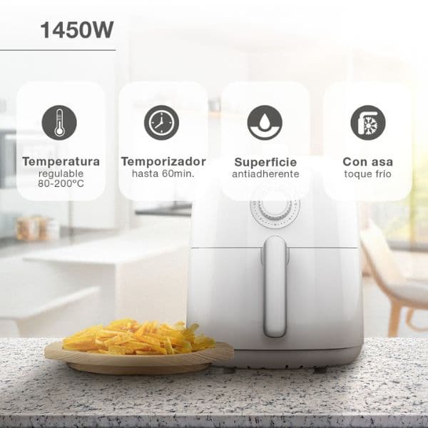 Horkovzdušná fritéza Sabiri 3,2l 1450W,nastavení teploty a času, bílá, 3 roky záruka - náhled 3