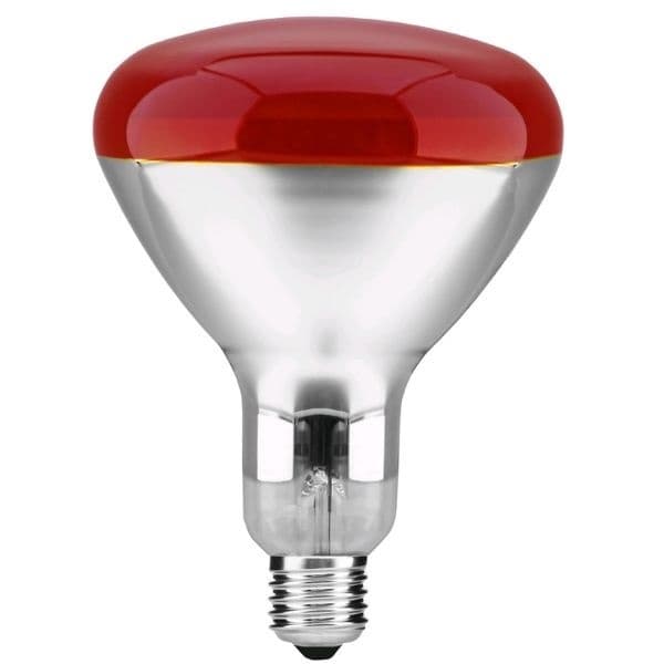 Prémiová výhřevná infra žárovka E27 100W, 125mm, rubínová