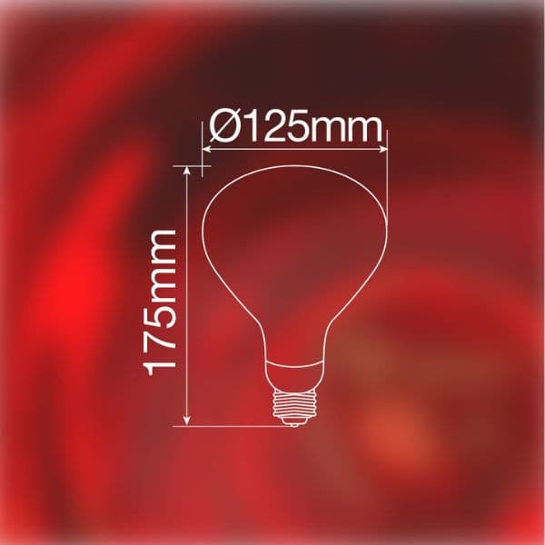 Prémiová výhřevná infra žárovka E27 GSC, 150W, 125mm, rubínová - náhled 4