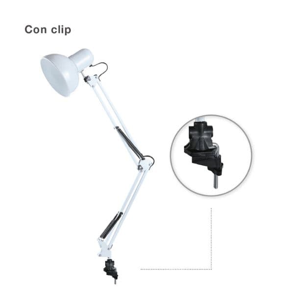 Kloubová stolní lampa na 1 žárovku E27, 40W, se šroubovacím úchytem, bílá, 3 roky zár. - náhled 2