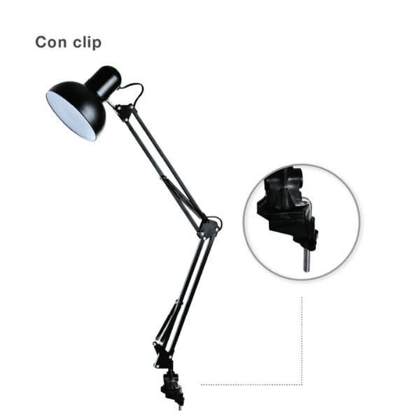 Kloubová stolní lampa na 1 žárovku E27, 40W, se šroubovacím úchytem, černá, 3 roky zár. - náhled 2