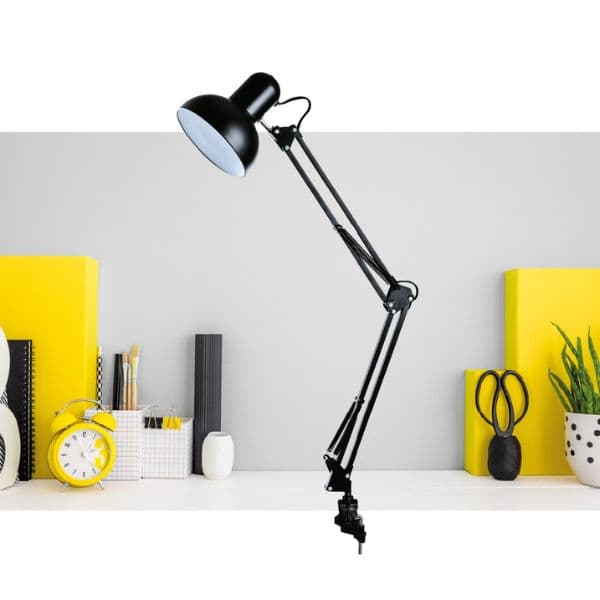 Kloubová stolní lampa na 1 žárovku E27, 40W, se šroubovacím úchytem, černá, 3 roky zár. - náhled 5