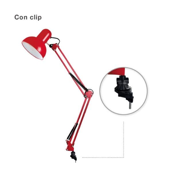 Kloubová stolní lampa na 1 žárovku E27, 40W, se šroubovacím úchytem, červená, 3 roky zár. - náhled 2