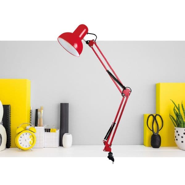 Kloubová stolní lampa na 1 žárovku E27, 40W, se šroubovacím úchytem, červená, 3 roky zár. - náhled 5