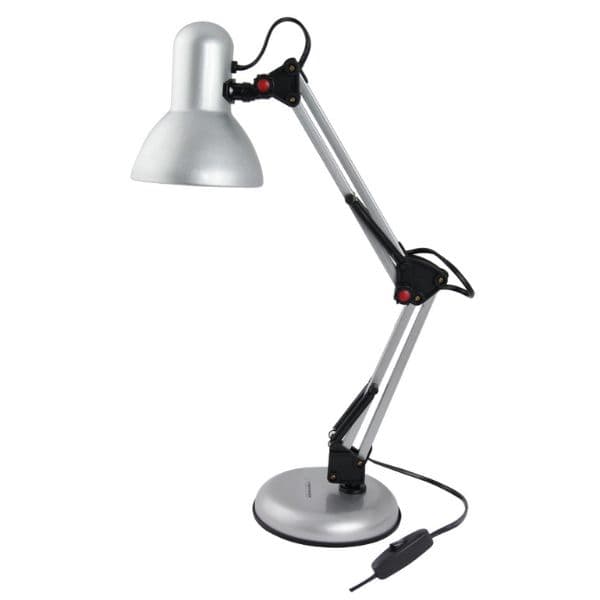 Kloubová stolní lampa na jednu žárovku E27, stříbrná - náhled 2