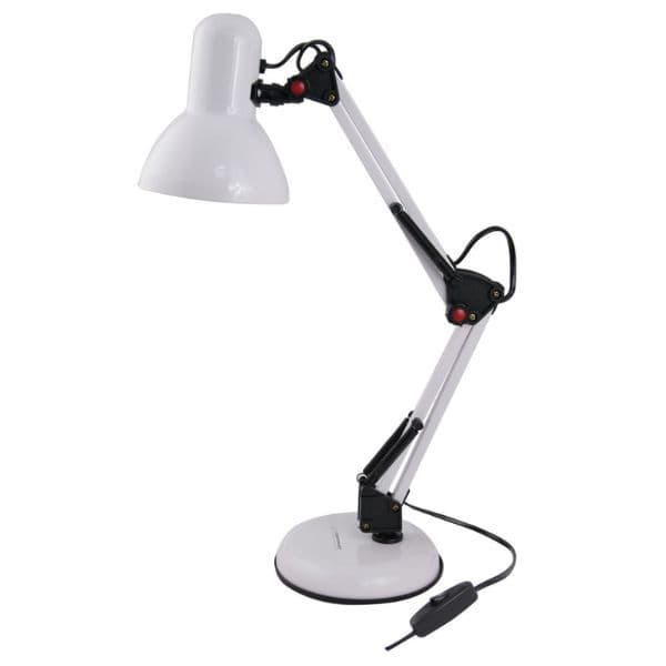 Kloubová stolní lampa na jednu žárovku E27, bílá - náhled 2