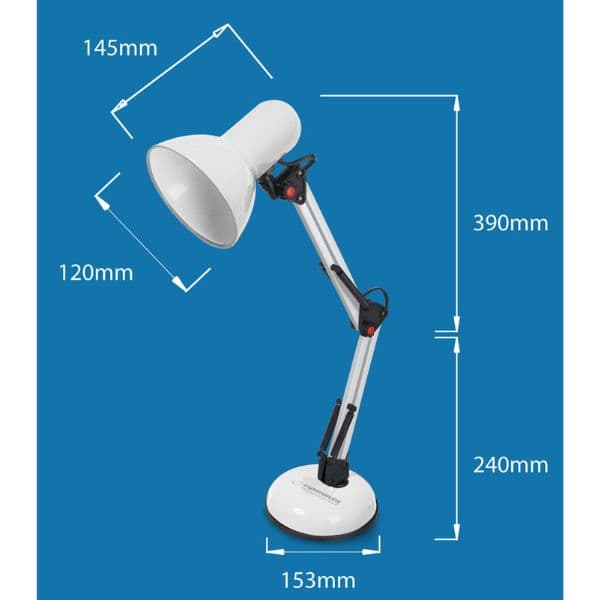 Kloubová stolní lampa na jednu žárovku E27, stříbrná - náhled 3