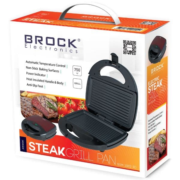 Kontaktní gril Brock, grilovací plocha 20x11,5cm, 750W, červený - náhled 4