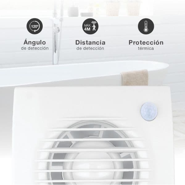 Koupelnový ventilátor GSC Lapai s pohybovým čidlem, 100mm, 68m3/h, 38dB, 15W, bílý - náhled 3