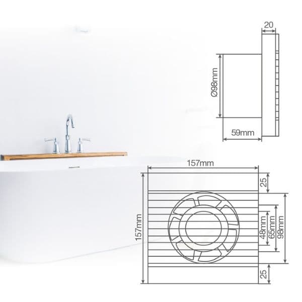 Koupelnový ventilátor GSC Amina 100mm, 71m3/h, 38dB, 15W, černý, 3 roky záruka - náhled 4