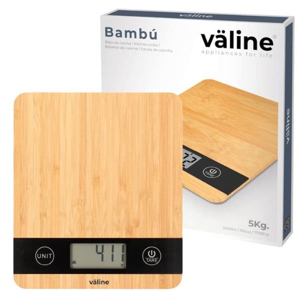 Kuchyňská váha Väline Bambú, digitální, max 5kg, přesnost na 1g, 19 x 22cm, 3 roky záruka - náhled 2