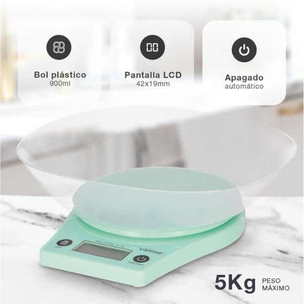 Kuchyňská váha Nagri s miskou, digitální, max 5kg, přesnost na 1g, 14x18cm, 3 roky záruka - náhled 2